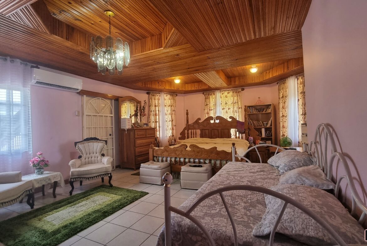 Photo showcasing the spacious master suite with an en-suite bathroom and walk-in closet.