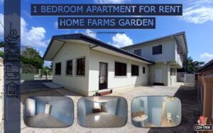 Exterior of a modern 1 bedroom apartment for rent on Chin Chin Road, Cunupia.