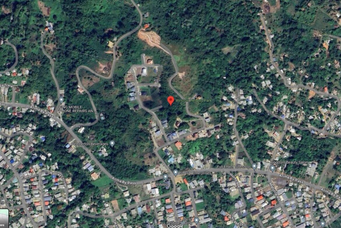 Aerial view of gated community land for sale in Windsor Heights, Arima by Cen-Trin Real Estate