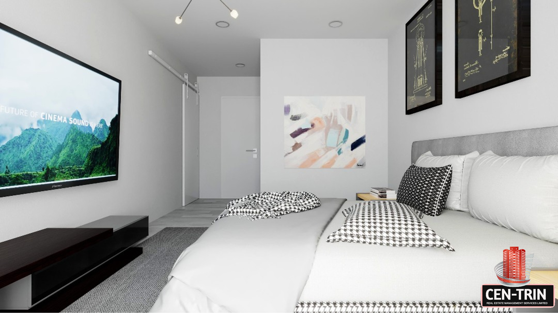 St. Geroges Units bedroom with television on wall