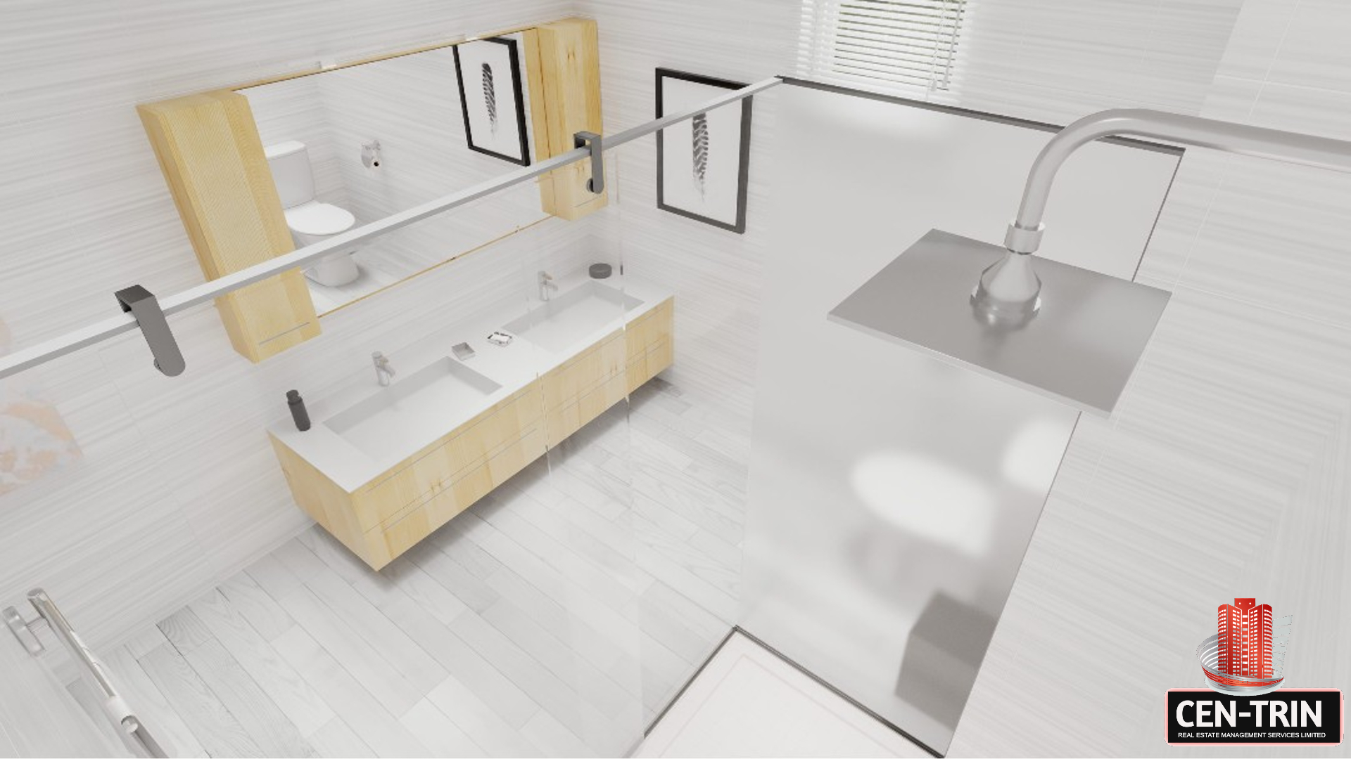 St. Geroges Units shower with dual vanity