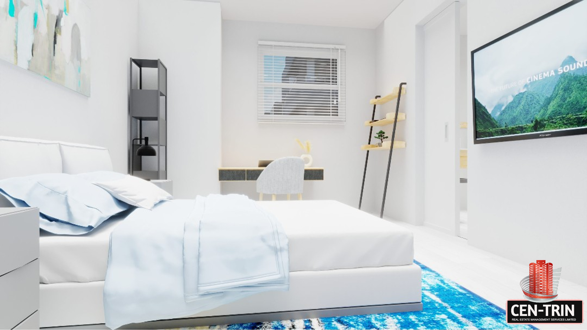 St. Geroges Units bedroom with television on wall