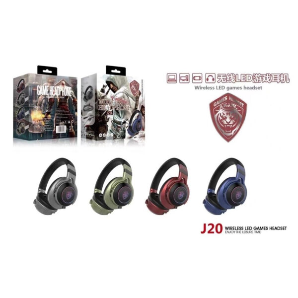 Black AK JBL J20 wireless headphones with over-ear cups, a headband, and an adjustable microphone.