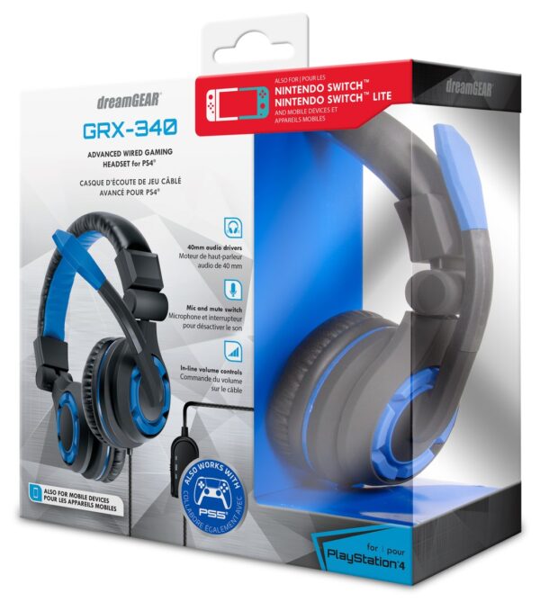 DreamGear GRX 340 Gaming Headset Blue Box