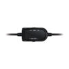 Close-up photo of a black boom microphone with a mute button on the cable of a dreamGEAR GRX-340 Advanced Wired Stereo Gaming Headset