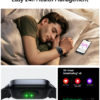 A Joyroom JR-FT3S Smart Watch displaying real-time heart rate, blood oxygen saturation, and stress level data on the screen.