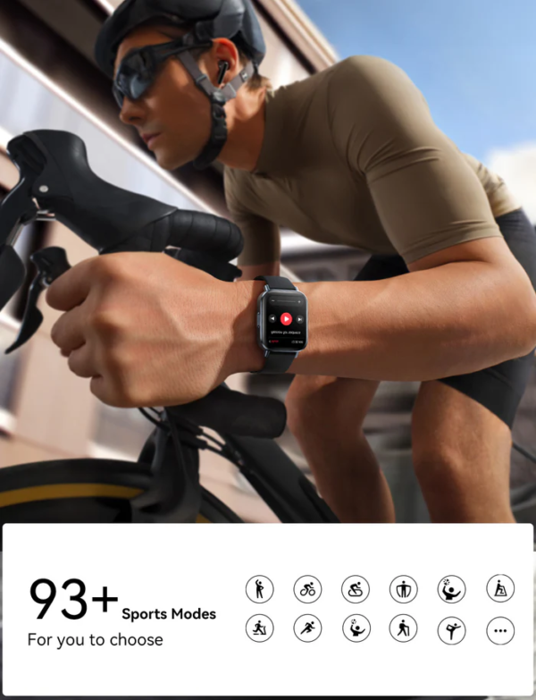 Joyroom JR-FT3S Smartwatch with a black band, showcasing its support for over 93 sports modes.