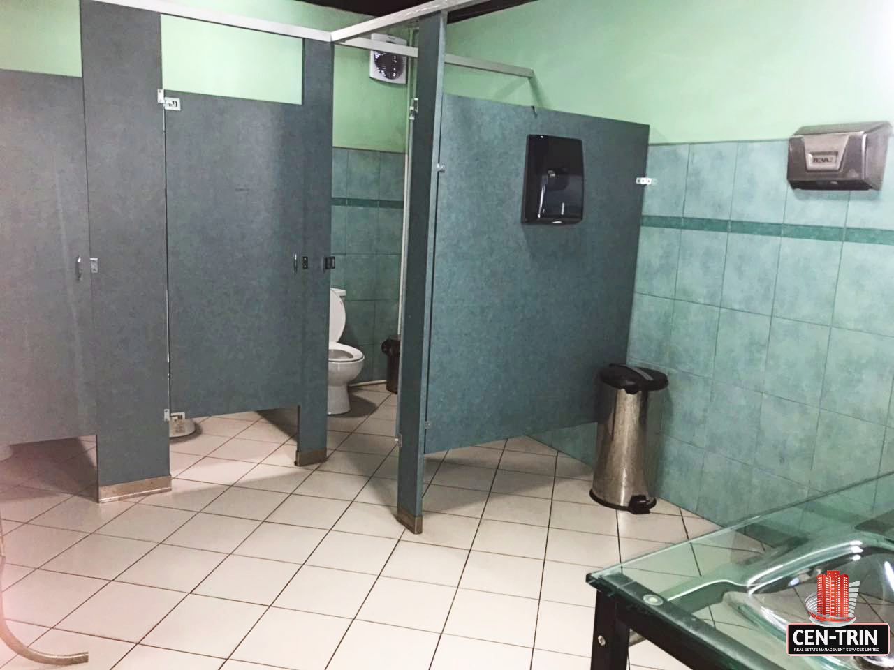 Modern washroom in a commercial investment building for sale in Calcutta Freeport, Trinidad