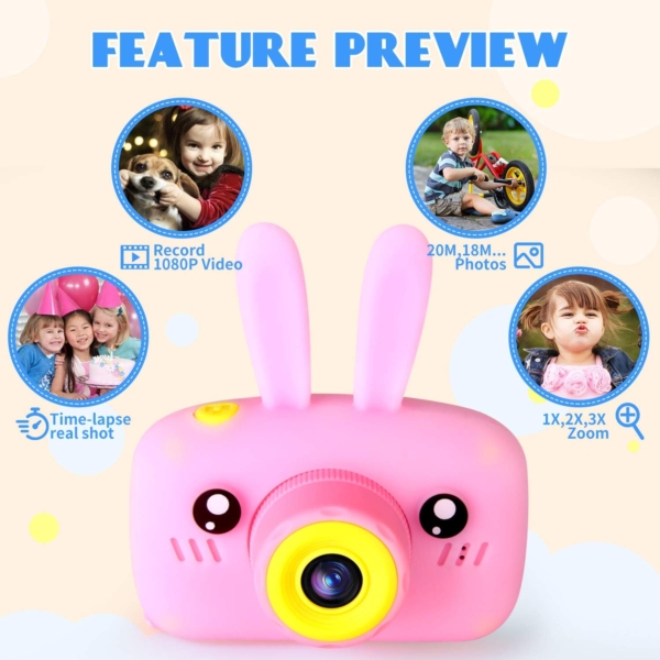 Pink Rabbit Digital Camera for sale, showcasing features